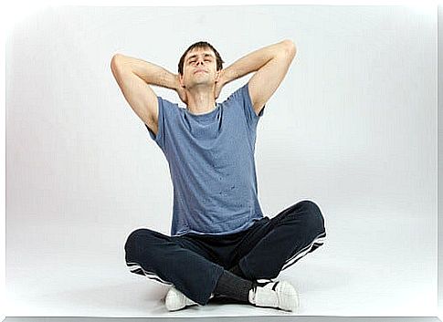 Man exercising to tone his neck