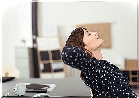 woman relaxing in the office