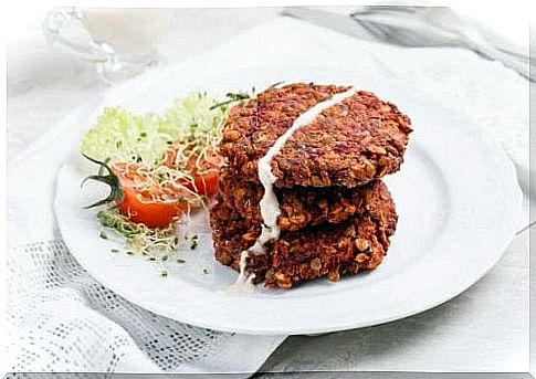 Recipe for super vegetable hamburger with red lentils